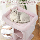 Modern Cat Tree Space-saving Cat Tower with Upholstered Perch and 2 Cat Condos by LJGDeals
