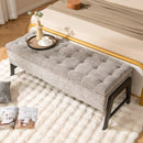 Modern Chenille Storage Bench with Solid Rubber Wood Legs-Gray by LJGDeals