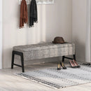 Modern Chenille Storage Bench with Solid Rubber Wood Legs-Gray by LJGDeals
