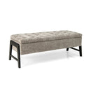 Modern Chenille Storage Bench with Solid Rubber Wood Legs-Gray by LJGDeals