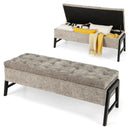 Modern Chenille Storage Bench with Solid Rubber Wood Legs-Gray by LJGDeals
