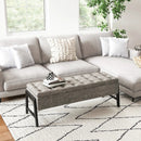 Modern Chenille Storage Bench with Solid Rubber Wood Legs-Gray by LJGDeals