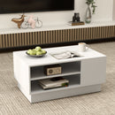 Modern Coffee Table with 2-Tier Open Storage Shelves-White