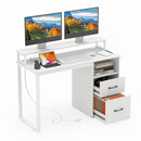 Modern Computer Desk with Power Outlets and File Drawer by LJGDeals