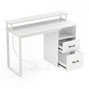Modern Computer Desk with Power Outlets and File Drawer by LJGDeals