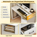 Modern Computer Desk with Power Outlets and File Drawer by LJGDeals