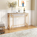 Modern Console Table with Geometric Frame and Faux Marble Tabletop-White by LJGDeals