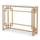 Modern Console Table with Geometric Frame and Faux Marble Tabletop-White by LJGDeals