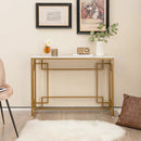 Modern Console Table with Geometric Frame and Faux Marble Tabletop-White by LJGDeals