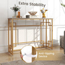 Modern Console Table with Geometric Frame and Faux Marble Tabletop-White by LJGDeals