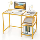 Modern Console Table with 2 Open Shelves and Metal Frame-Golden by LJGDeals