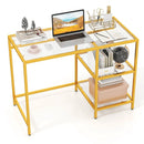 Modern Console Table with 2 Open Shelves and Metal Frame-Golden by LJGDeals