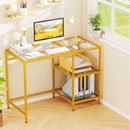 Modern Console Table with 2 Open Shelves and Metal Frame-Golden by LJGDeals