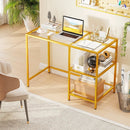 Modern Console Table with 2 Open Shelves and Metal Frame-Golden by LJGDeals