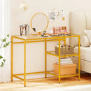 Modern Console Table with 2 Open Shelves and Metal Frame-Golden by LJGDeals