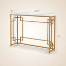 Modern Console Table with Geometric Frame and Faux Marble Tabletop-White by LJGDeals