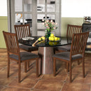 Upholstered Modern Dining Chair Set of 2 with Slanted High Backrest-Brown by LJGDeals