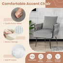 Modern Dutch Velvet Accent Chair and Ottoman Set with Weaved Back and Arms by DirectDeals