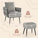Modern Dutch Velvet Accent Chair and Ottoman Set with Weaved Back and Arms by DirectDeals