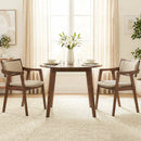 Modern Fabric Upholstered Rubber Wood Dining Chairs Set of 2 with Arms-Beige by LJGDeals