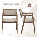 Modern Fabric Upholstered Rubber Wood Dining Chairs Set of 2 with Arms-Beige by LJGDeals