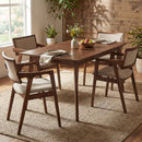 Modern Fabric Upholstered Rubber Wood Dining Chairs Set of 2 with Arms-Beige by DirectDeals