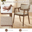 Modern Fabric Upholstered Rubber Wood Dining Chairs Set of 2 with Arms-Beige by DirectDeals