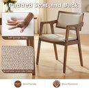 Modern Fabric Upholstered Rubber Wood Dining Chairs Set of 2 with Arms-Beige by LJGDeals
