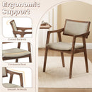 Modern Fabric Upholstered Rubber Wood Dining Chairs Set of 2 with Arms-Beige by LJGDeals