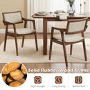 Modern Fabric Upholstered Rubber Wood Dining Chairs Set of 2 with Arms-Beige by LJGDeals