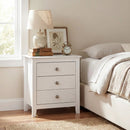 Modern Farmhouse 3-Drawer NightStand with Wood Grain Accents and Sleek Knobs by LJGDeals