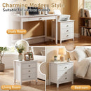 Modern Farmhouse 3-Drawer NightStand with Wood Grain Accents and Sleek Knobs by LJGDeals