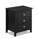 Modern Farmhouse 3-Drawer NightStand with Wood Grain Accents and Sleek Knobs by LJGDeals
