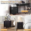 Modern Farmhouse 3-Drawer NightStand with Wood Grain Accents and Sleek Knobs by LJGDeals