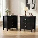 Modern Farmhouse 3-Drawer Night Stand with Wood Grain Accents for Bedroom by LJGDeals