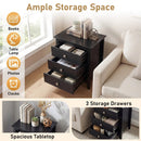 Modern Farmhouse 3-Drawer Night Stand with Wood Grain Accents for Bedroom by LJGDeals
