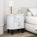 2-Drawer Nightstand Modern Faux Marble Bedside Table with Storage-White by LJGDeals