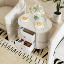 2-Drawer Nightstand Modern Faux Marble Bedside Table with Storage-White by LJGDeals