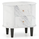2-Drawer Nightstand Modern Faux Marble Bedside Table with Storage-White by LJGDeals