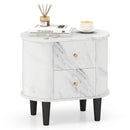 2-Drawer Nightstand Modern Faux Marble Bedside Table with Storage-White by LJGDeals