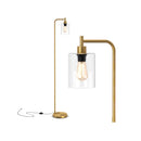 Modern Floor Lamp with Hanging Glass Lampshade and Foot Switch-Black by DirectDeals