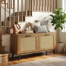 Modern Freestanding Shoe Cabinet with 2 Flip Drawers and Adjustable Shelves for Entryway-Natural by LJGDeals
