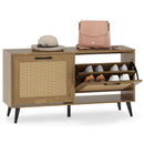 Modern Freestanding Shoe Cabinet with 2 Flip Drawers and Adjustable Shelves for Entryway-Natural by LJGDeals