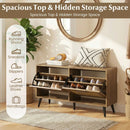 Modern Freestanding Shoe Cabinet with 2 Flip Drawers and Adjustable Shelves for Entryway-Natural by LJGDeals