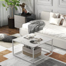 Modern Glass Square Coffee Table with Metal Frame for Living Room by LJGDeals