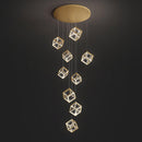 Modern Gold Cube Crystal Chandelier