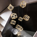 Modern Gold Cube Crystal Chandelier