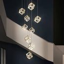 Modern Gold Cube Crystal Chandelier