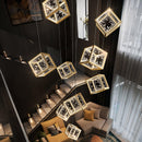 Modern Gold Cube Crystal Chandelier