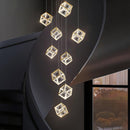 Modern Gold Cube Crystal Chandelier